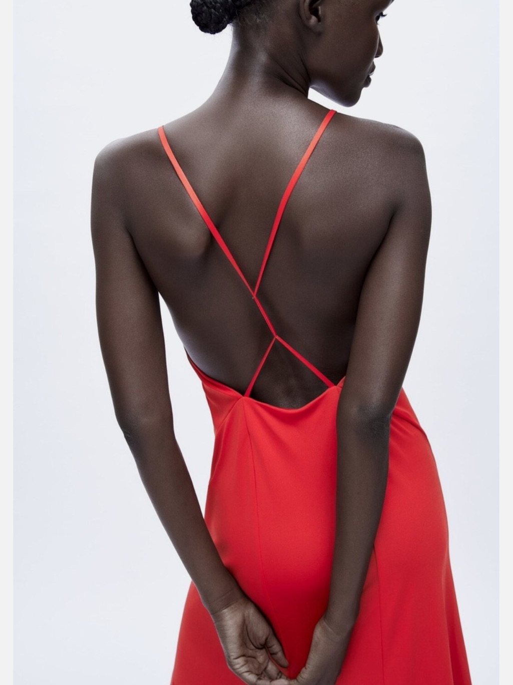 Zara Red V-Neck Slip Maxi Dress